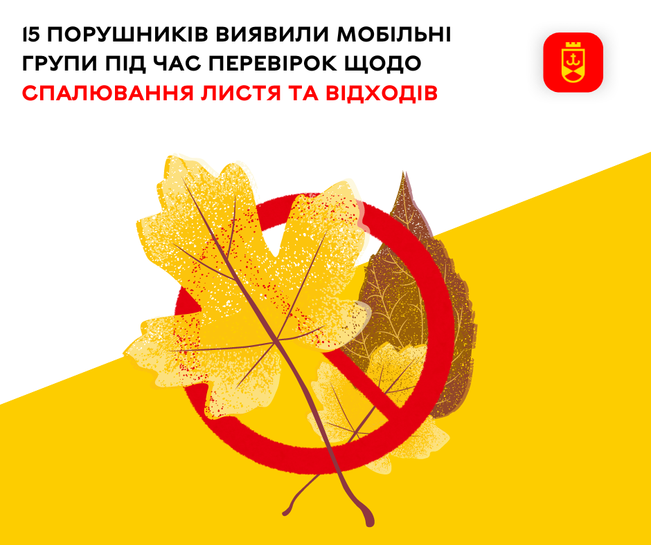 15 порушників виявили мобільні групи під час перевірок щодо спалювання листя та відходів